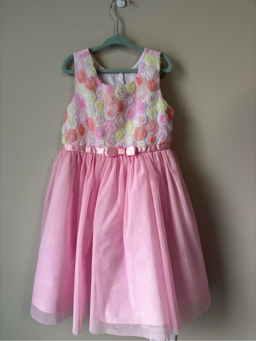 Jona Michelle Pink Multicolor Rosette Tulle Dress